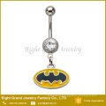 Comics Batman Press Fit Logo Gem Dangle 14 Gauge Belly Navel Ring